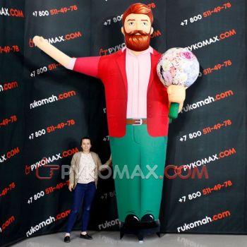 Надувной мужчина с бородой и цветами для рекламы 4м