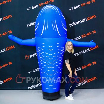 Синяя машущая фигура в виде Рыбы 2,5м