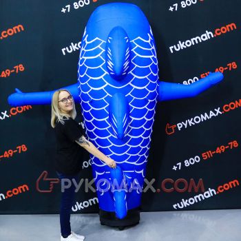 Синяя машущая фигура в виде рыбы Барабулька 2,5м