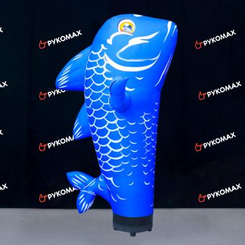 Синяя надувная реклама с машущей рукой в виде Рыбы 2,5м