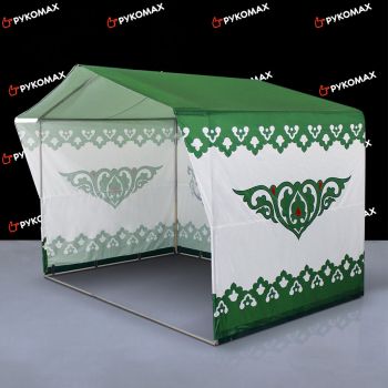 Каркасная палатка для торговли на Сабантуй бело-зелёная 3х2м