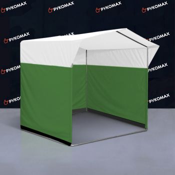 Каркасная торговая палатка зелёно-белая 2x2м