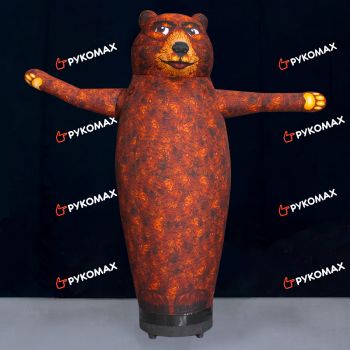 Большой бурый надувной медведь с машущей рукой 3м