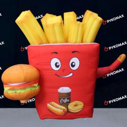 Надувная реклама быстрого питания – Картошка фри зазывала с бургером НК