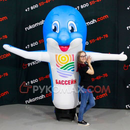 Надувная фигура Дельфин зазывала с машущей рукой для рекламы Премиум