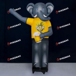 Надувной слон с машущей рукой и кружкой для рекламы